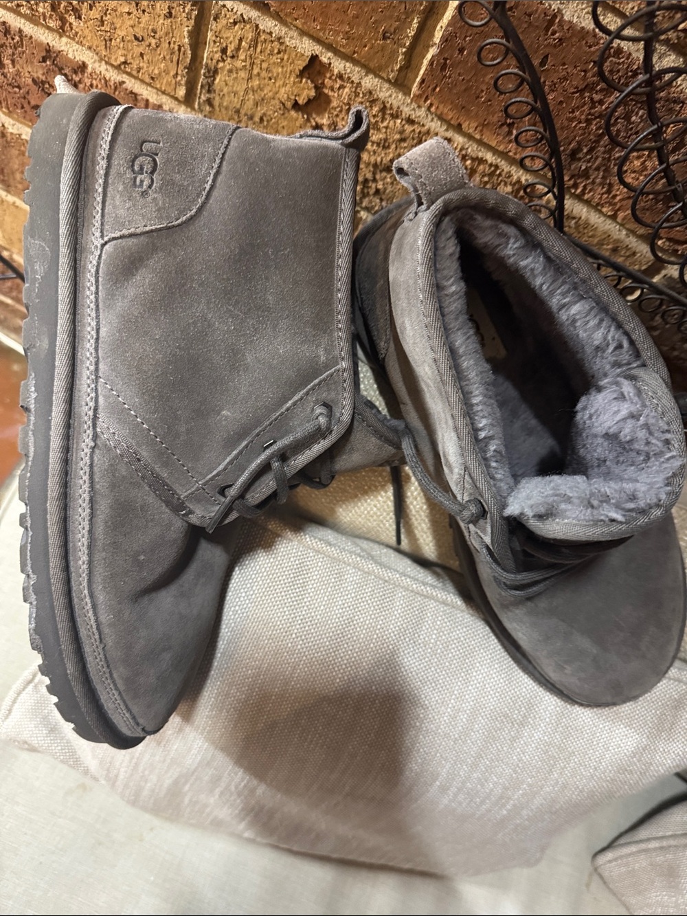 UGG Men’s Charcoal Suede Shearling Ankle Boots